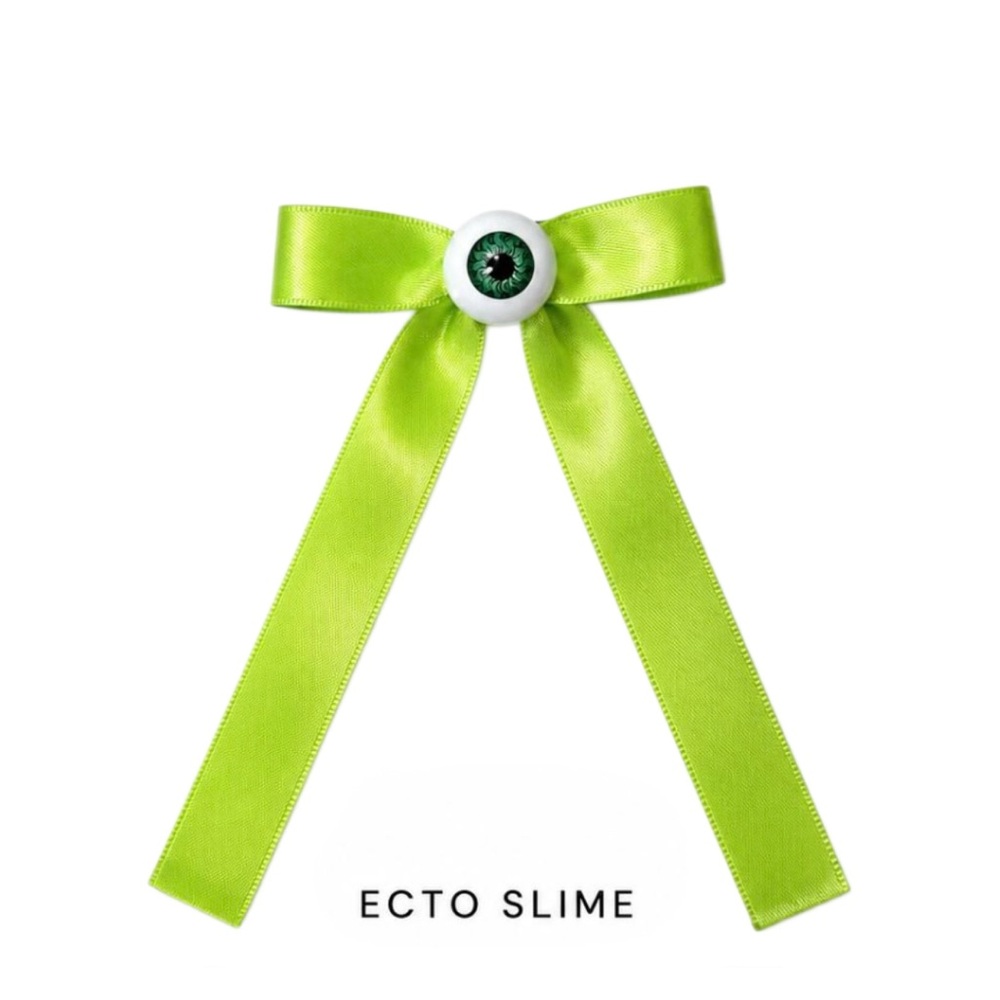 Bow Eyeball Clip – 5/8” Ribbon - Ecto Slime